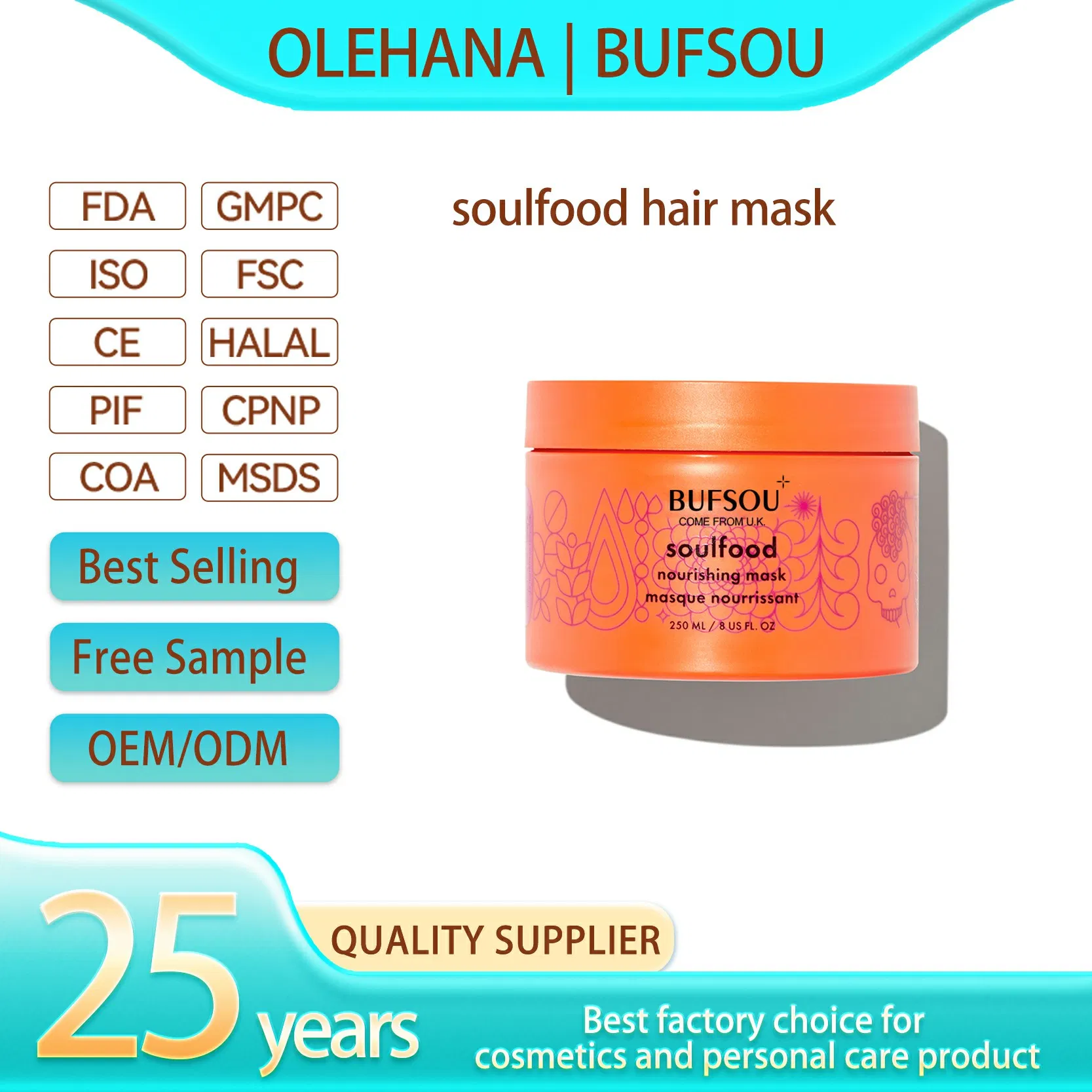 Private Label Professional Salon Masque Nourrissant Hairfood Jojoba Oil Sea Buckthorn Nourishing Repair Damaged Hair Mask