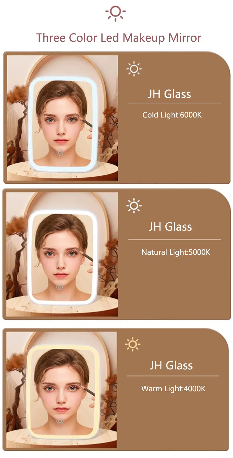 Cosmetic Desktop Light Vanity Mirrors with Dimmer LED Smart Makeup Mirror