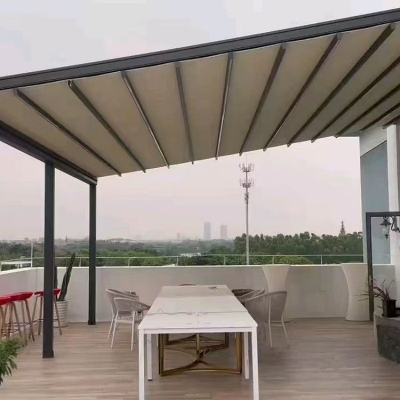 Electric Folding Awning Outdoor Courtyard Roof Aluminum Alloy Remote Control Retractable Awning
