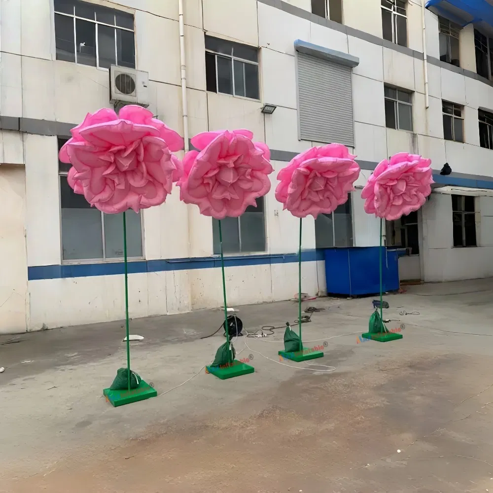 Shopping Mall Street Decorative Inflatable Automatic Sensor Flower-Shaped LED Light Air Model