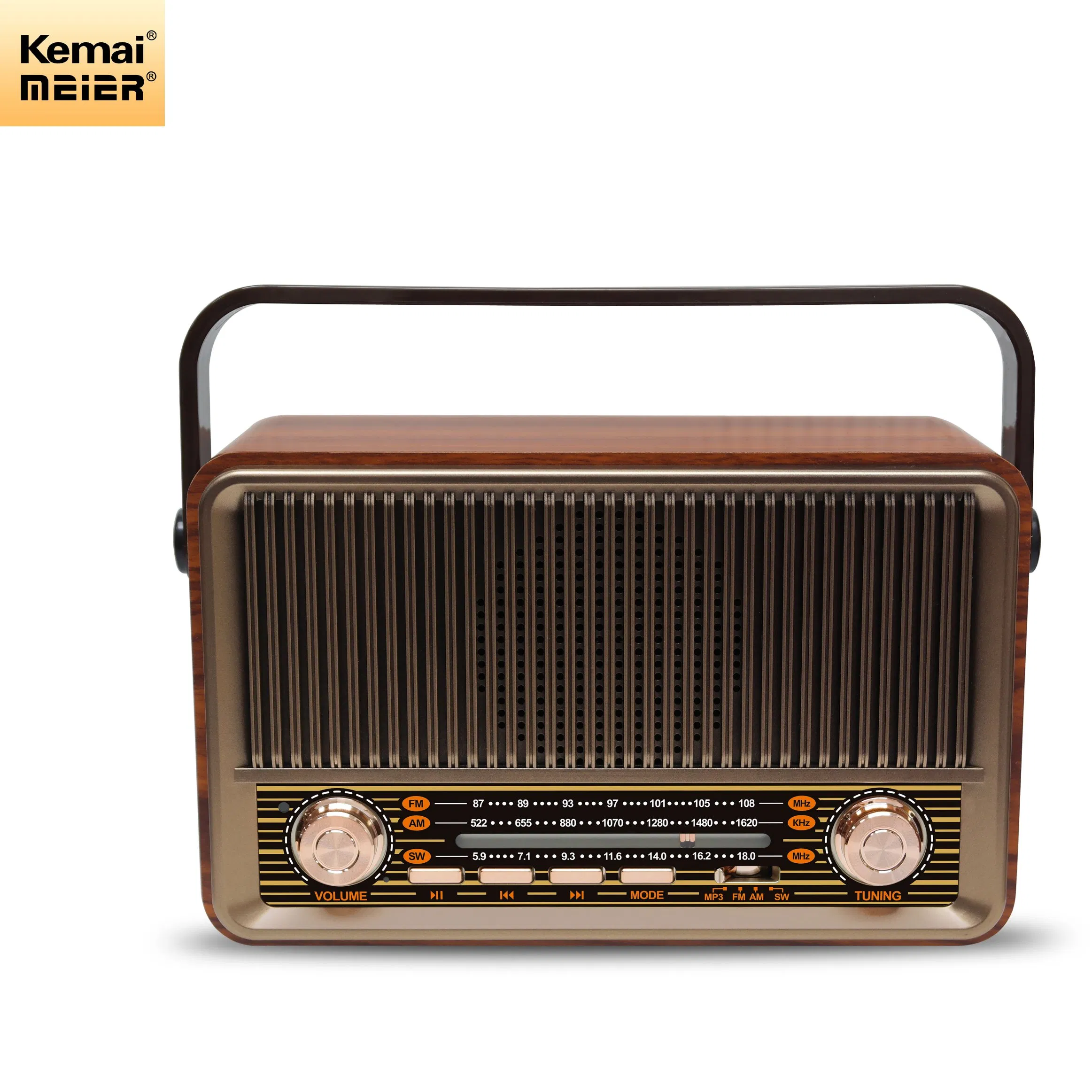 Meier M-510bt Portable Retro AC DC Charged Am FM Sw1 Sw2 4 Band Stereo USB TF MP3 Radio with Remote Control