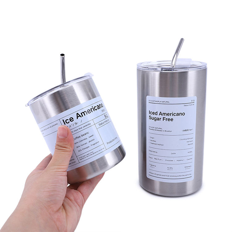 Double Wall Insulated Travel Tumbler with Custom Logo Lid and Straw for Hot Cold Beverages on The Go