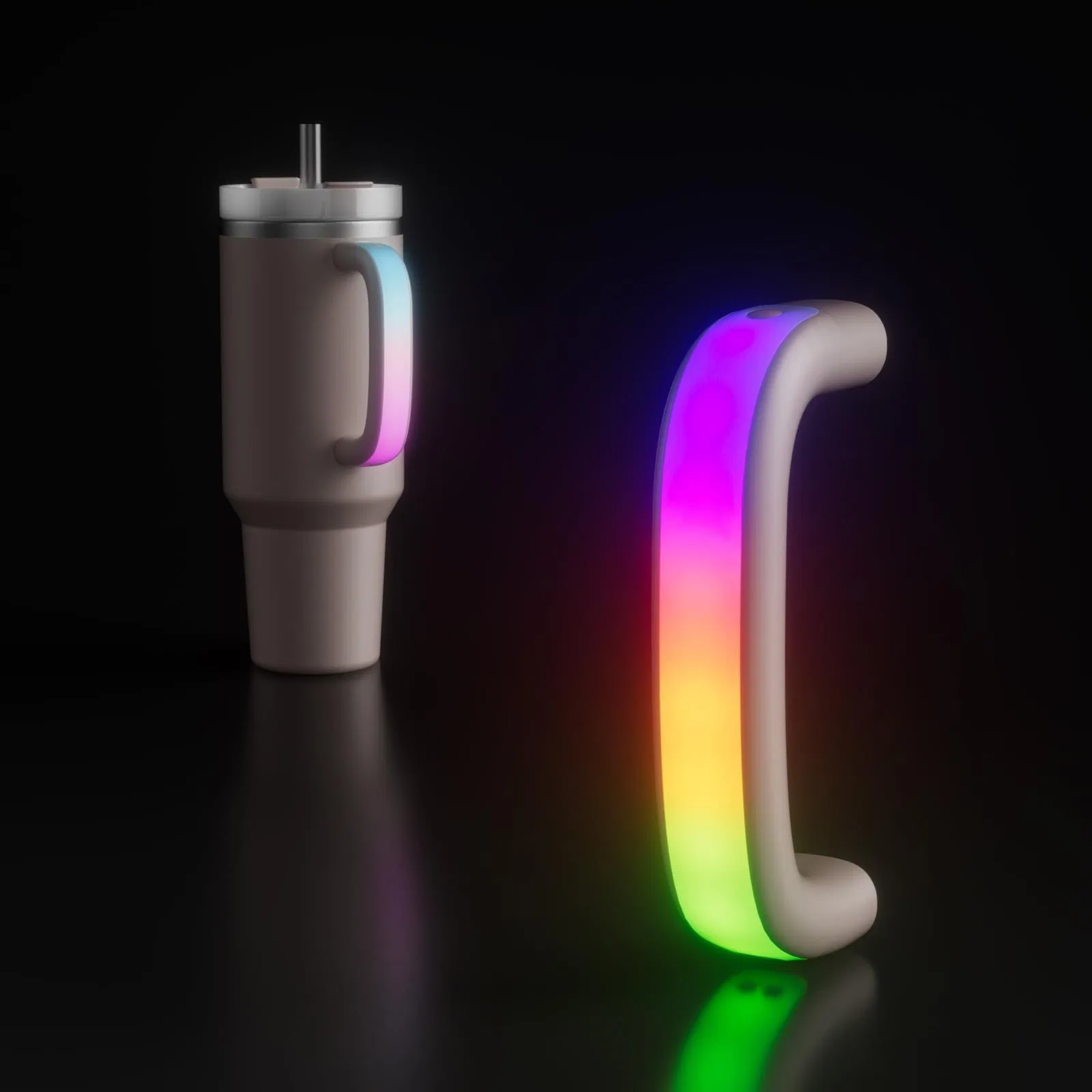 LED Glow Handle for Quencher-Style Tumblers with Magnetic Charging & Color Changing Modes