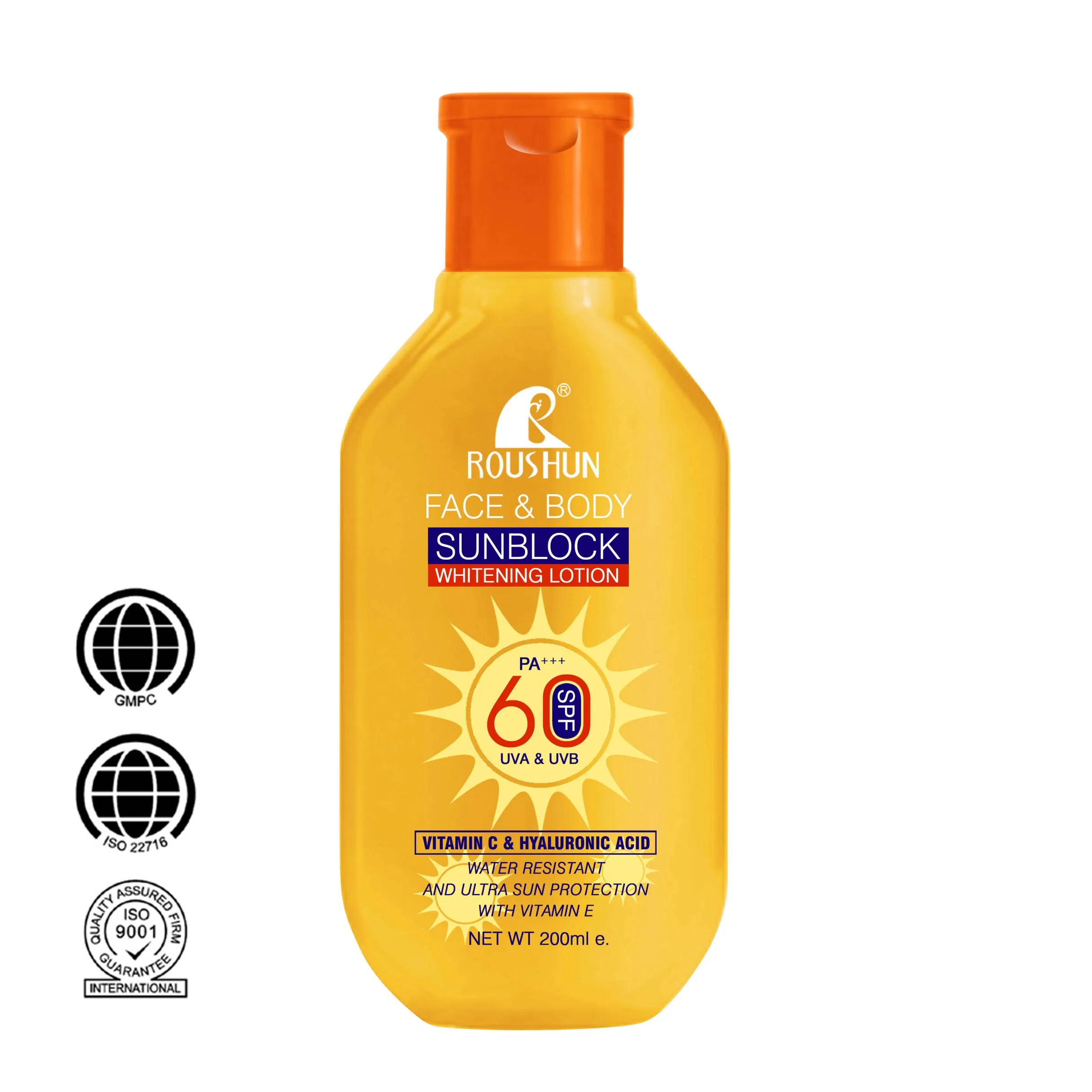 Roushun SPF 60 Sunscreen Face & Body Whitening Lotion Water Resistant