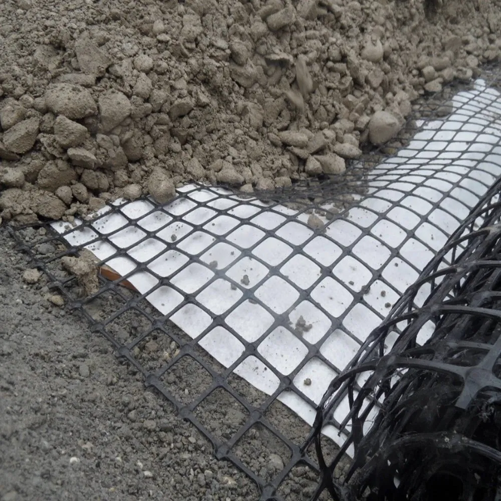 Combined Geogrid and Geotextile Biaxial Geogrid Bonded to Nonwoven Geotextile