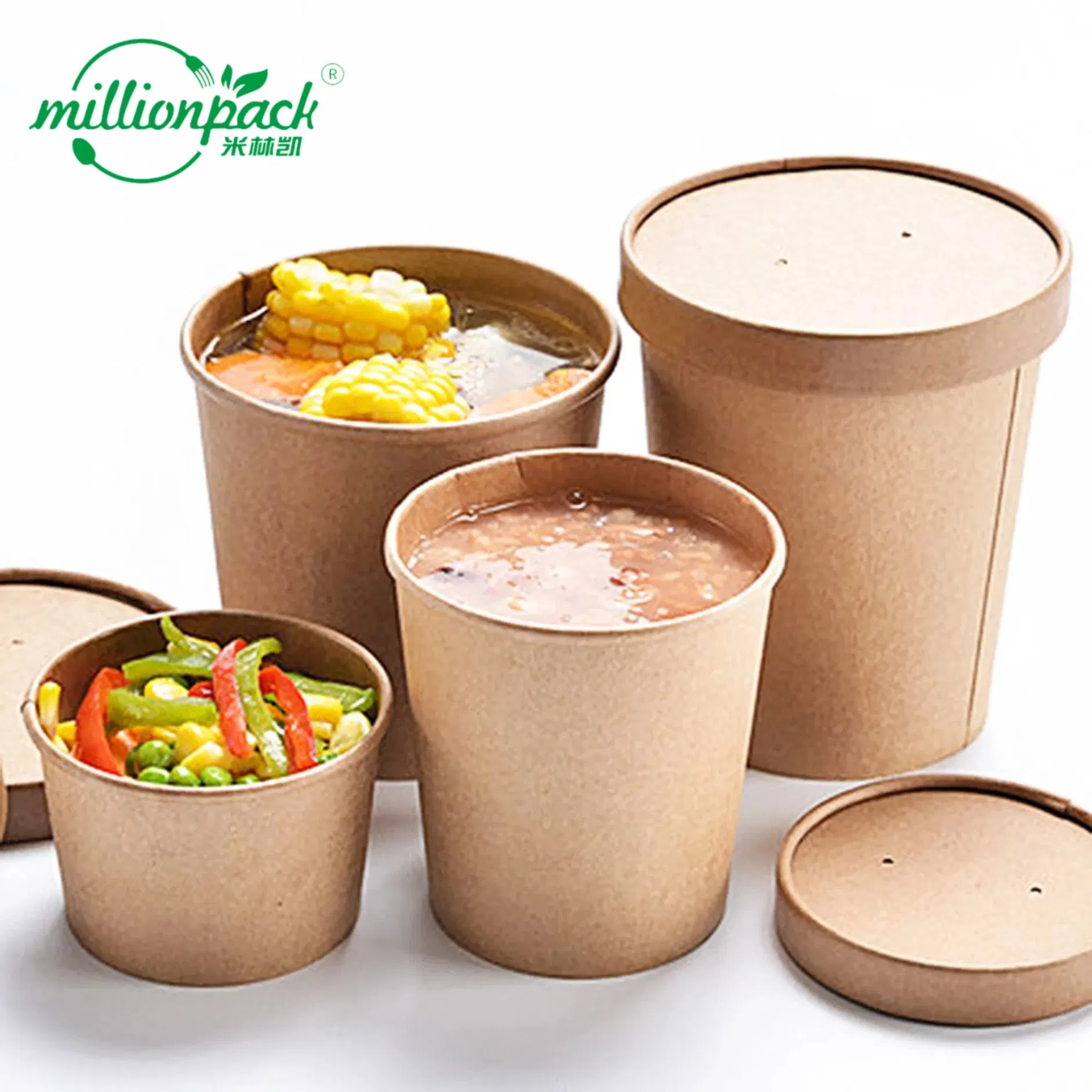 Eco Sustainable Paper Soup Cup Compostable Food Container for Hot and Cold
