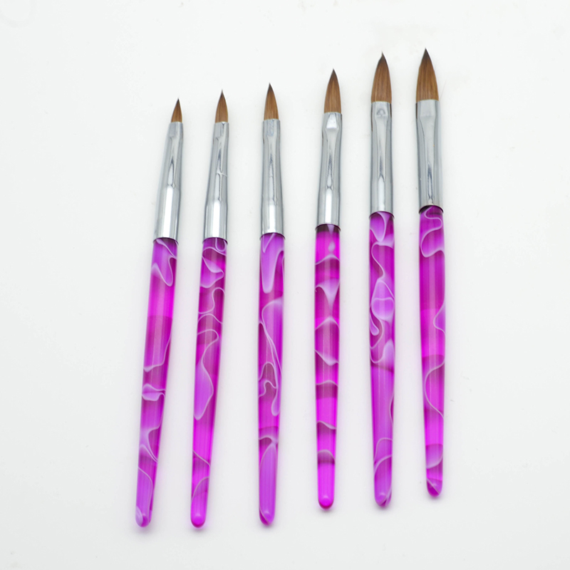 Guyo 100% Kolinsky Brush Acrylic Nail Brush with Pink Marble Handle