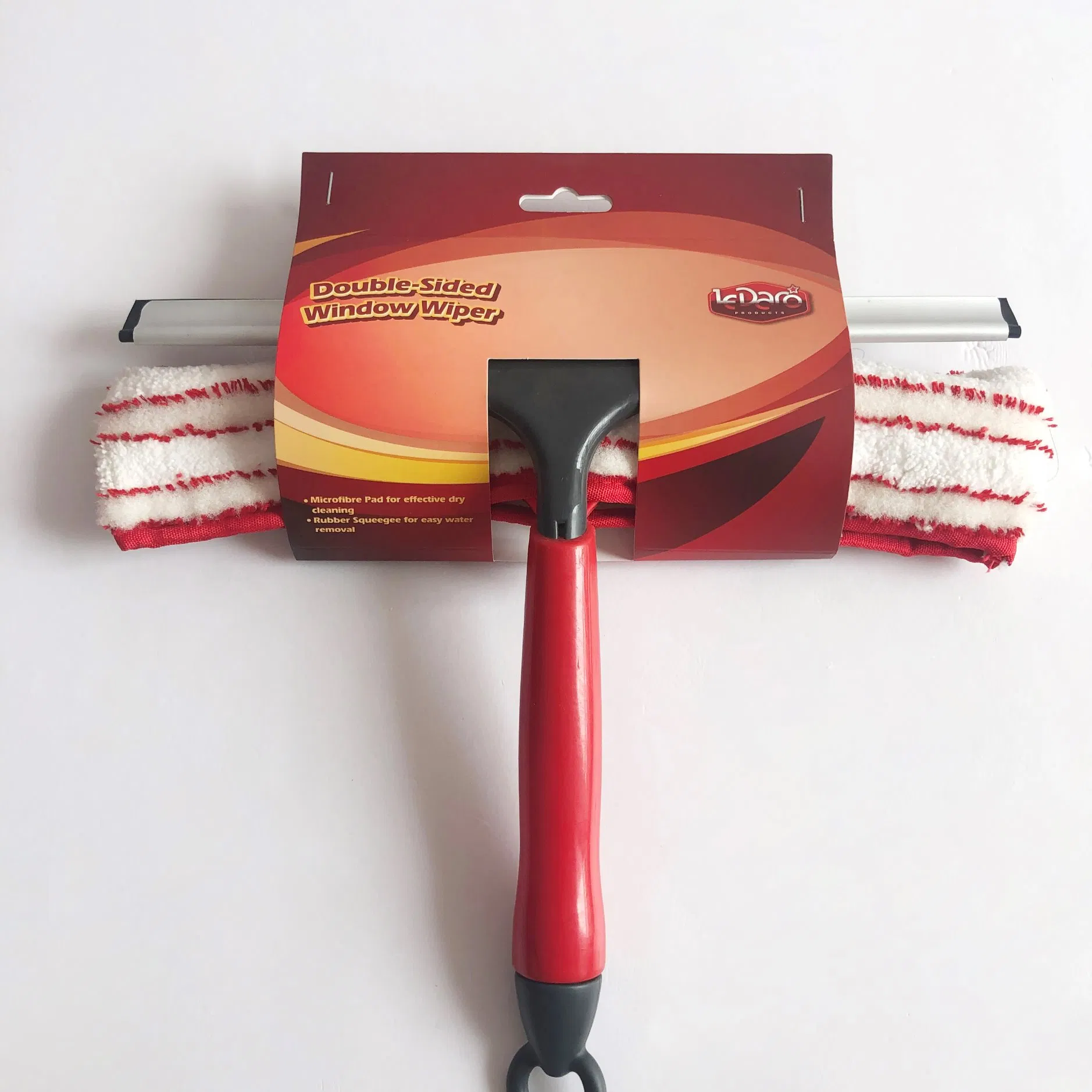 Microfibre Window Washing Equipment Scrubber with Dobule Side Head Microfiber Wiper and Aluminum Holder with Rubber Squeegee for Any Glass Cleaning