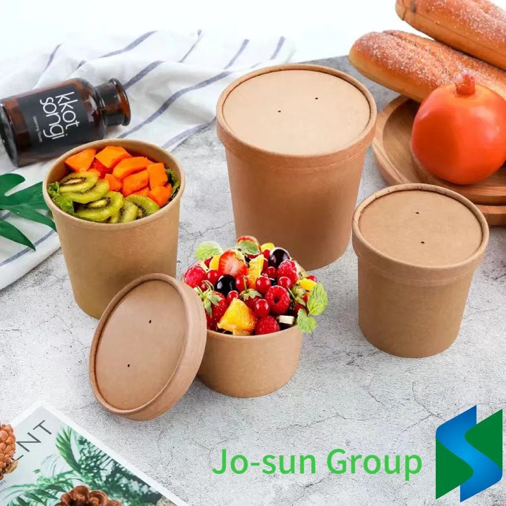 Morden Style Round Ice Cream Packing Cup Bottom Take Away Food Noodle Soup Rectangle Takeaway Kraft Paper Bowl