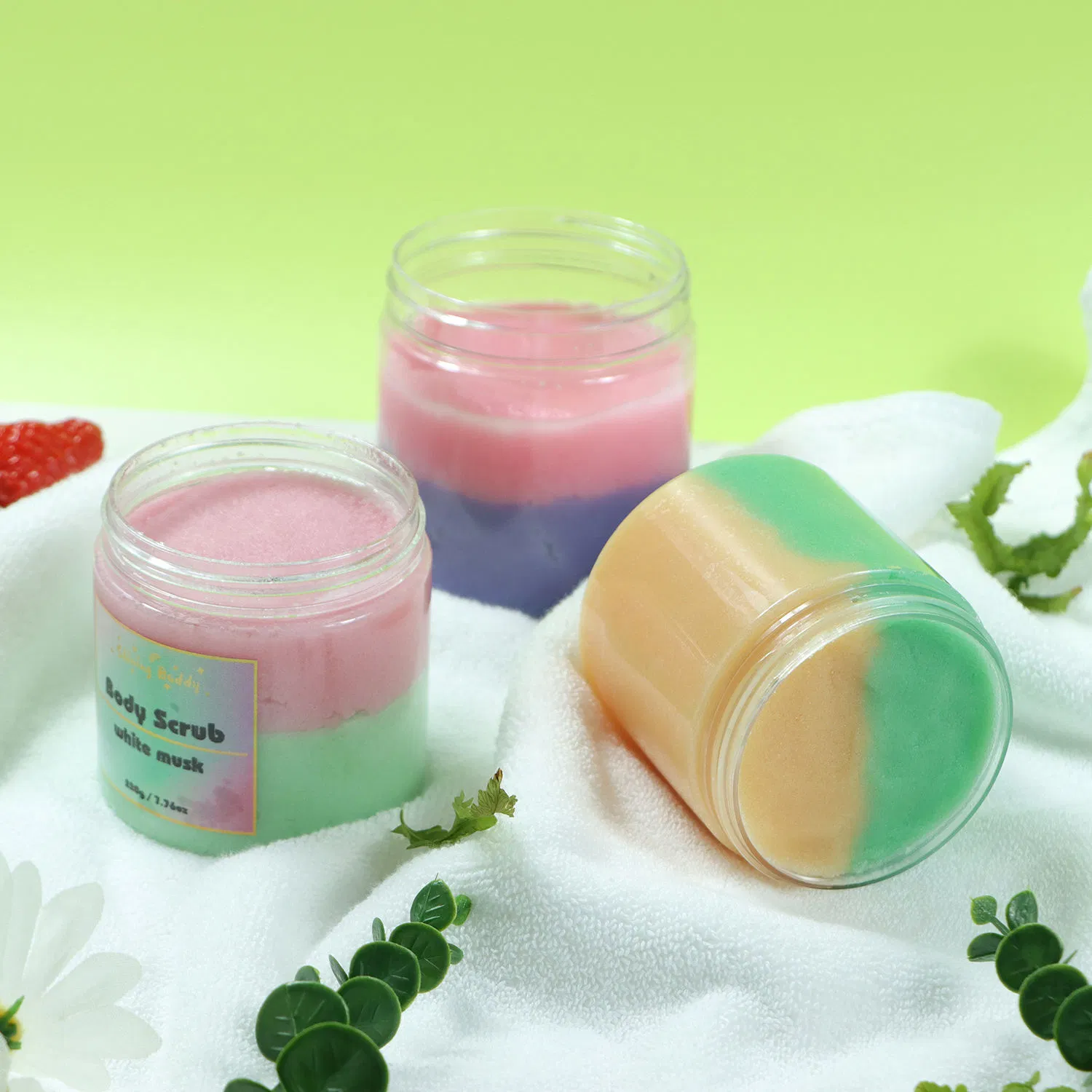 Exfoliating Frost Skin Care Cream Scrub Jar Cream Skincare Lightening Hand Rainbow Color Body Scrub