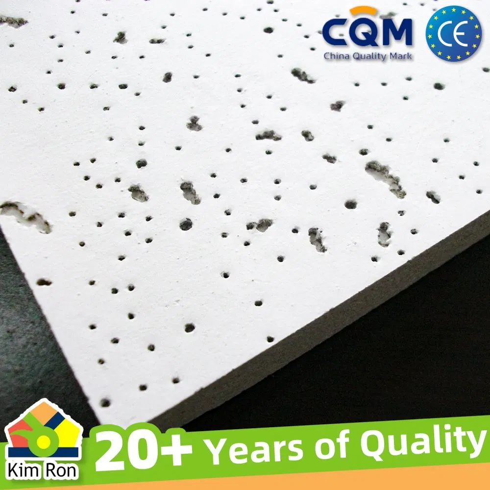 China Cheap Heat Insulation Material Fiber Board Mineral Wool Ceiling 14mm Acoustic False Ceiling Tile Moisture Mineral Fiber Board for School Manufacturer