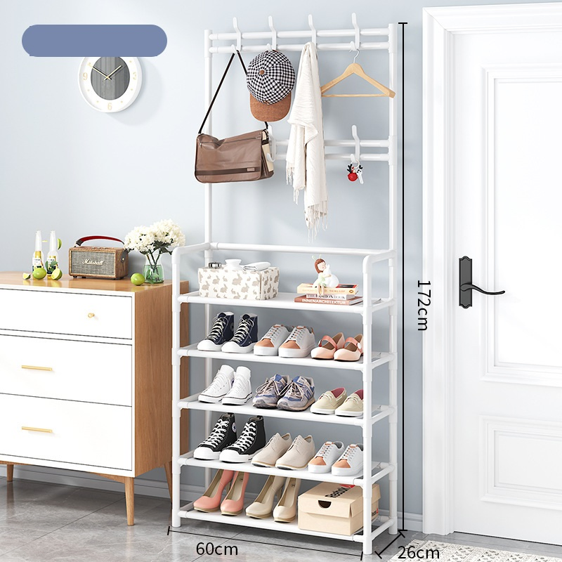 Shoe Rack Floor Standing Vertical Clothes Drying Metal Cloakroom