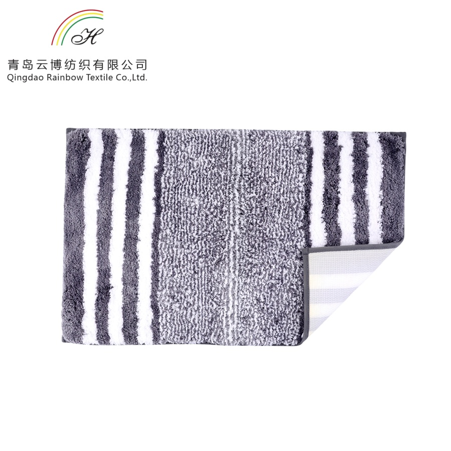 Cheap and Customizable Gray Waterproof Polyester Striped Floormat