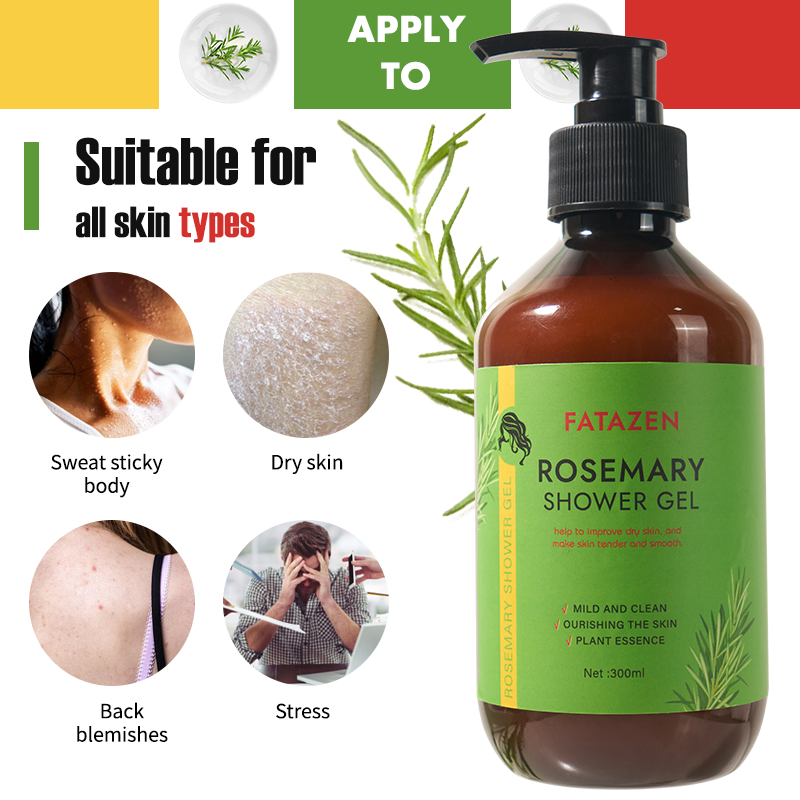 Private Label Skin Care Products Natural Moisturizing Shower Gel Luxury Organic Body Cleanser Rosemary Bath Shower Gel