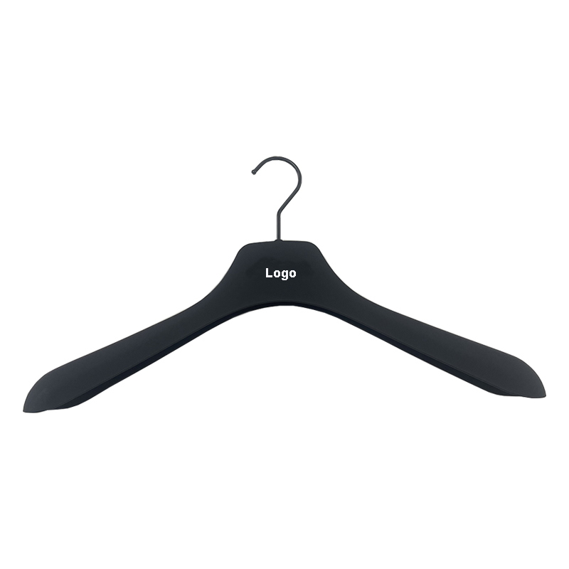 Custom Logo Coat Hangers Pants Skirt Suit Non-Slip Clothes Black Plastic Hangers for Clothing Store Display Rack Hanger