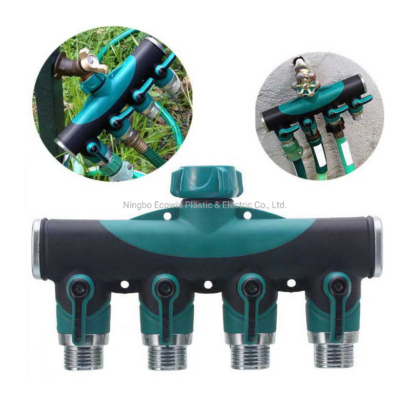 Thumb Control Faucet 4-Way Water Splitter Hose Connector