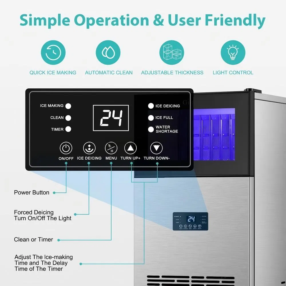 Hot Selling Crescent Ice Maker Machine, 40kgs/90lbs 24h, Stainless