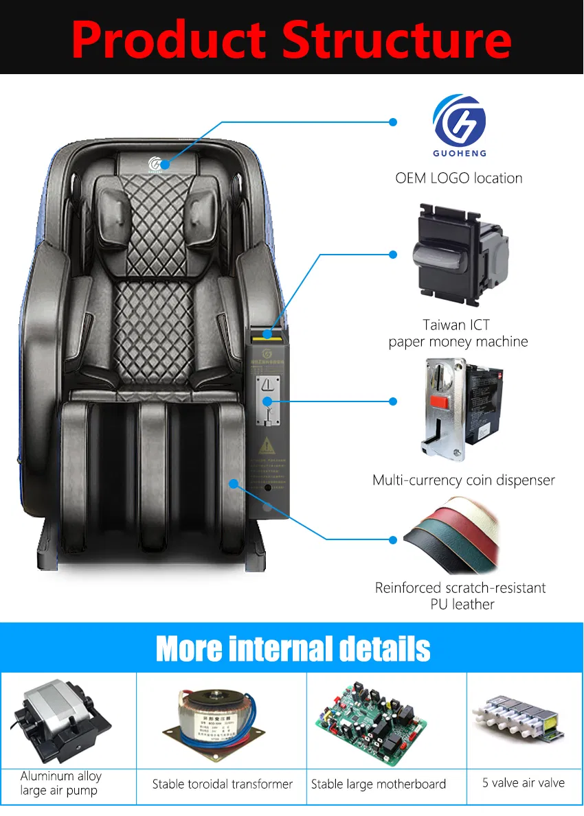 Zero Gravity Coin Paper Money Operated Banknote Payment System Massage Chair