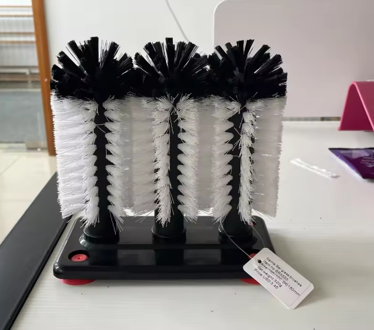 3-Head Soft Bristle Cleaning Glass Cup Brush Multi-Purpose Bottle Dish Wash Cleaner