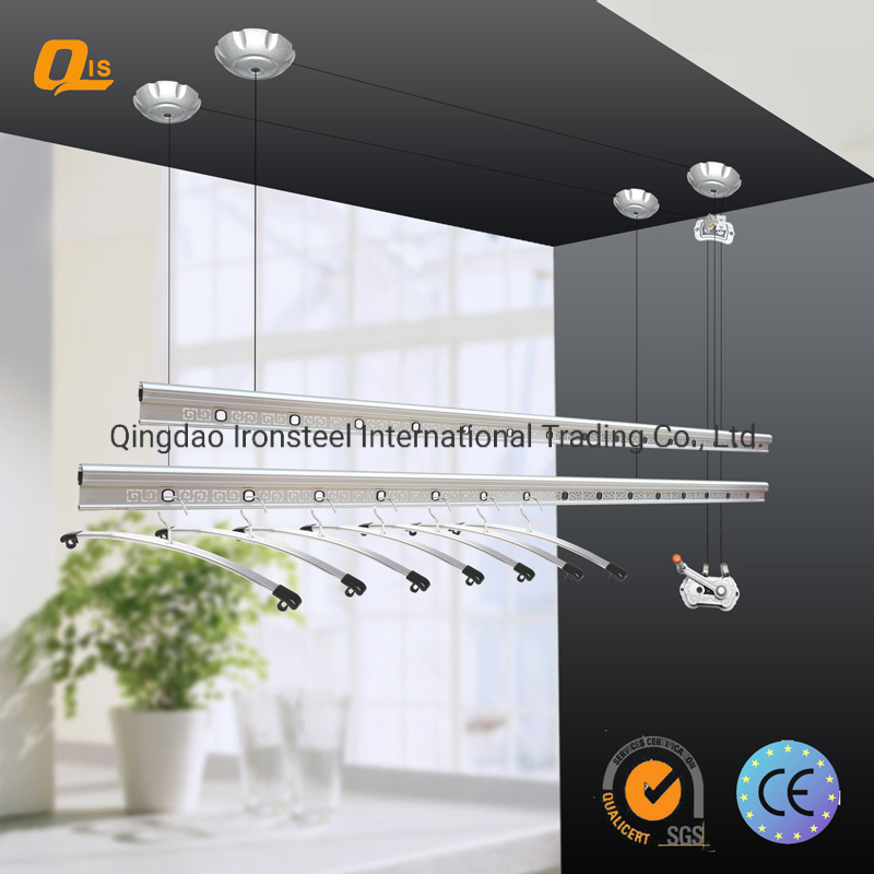 Hand Operated Aluminum Liftable Balcony Mounting Cloth Rack