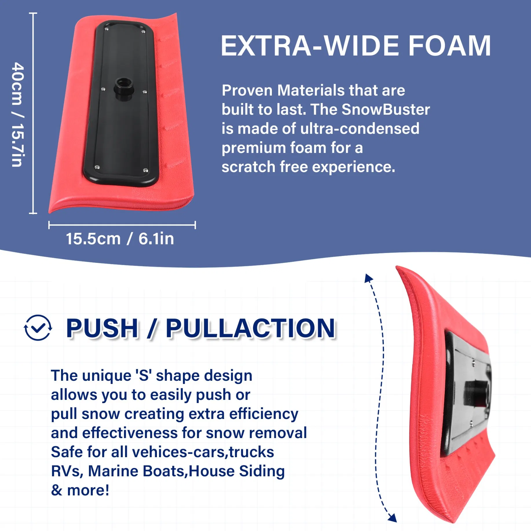 Extendable Soft Foam Pad Car Snow Rake with Extension Pole