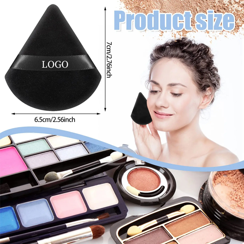 Di Tong Cosmetic Accessories 3-Piece Customized Private Brand Triangle Powder Puff Velvet Makeup and Beauty Powder Puff