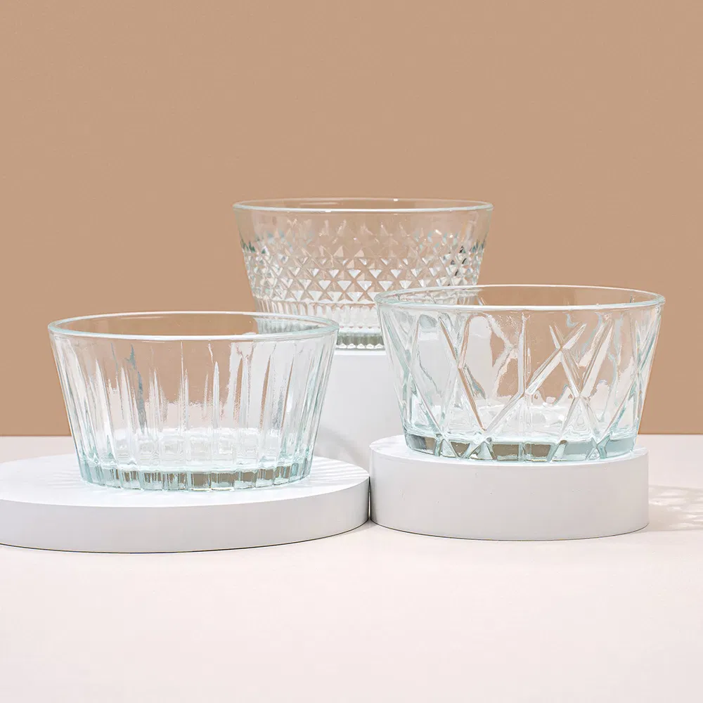 High Quality Customizable 300ml Transparent Round Ice Cream Sundae Glass Salad Bowl for Restaurant