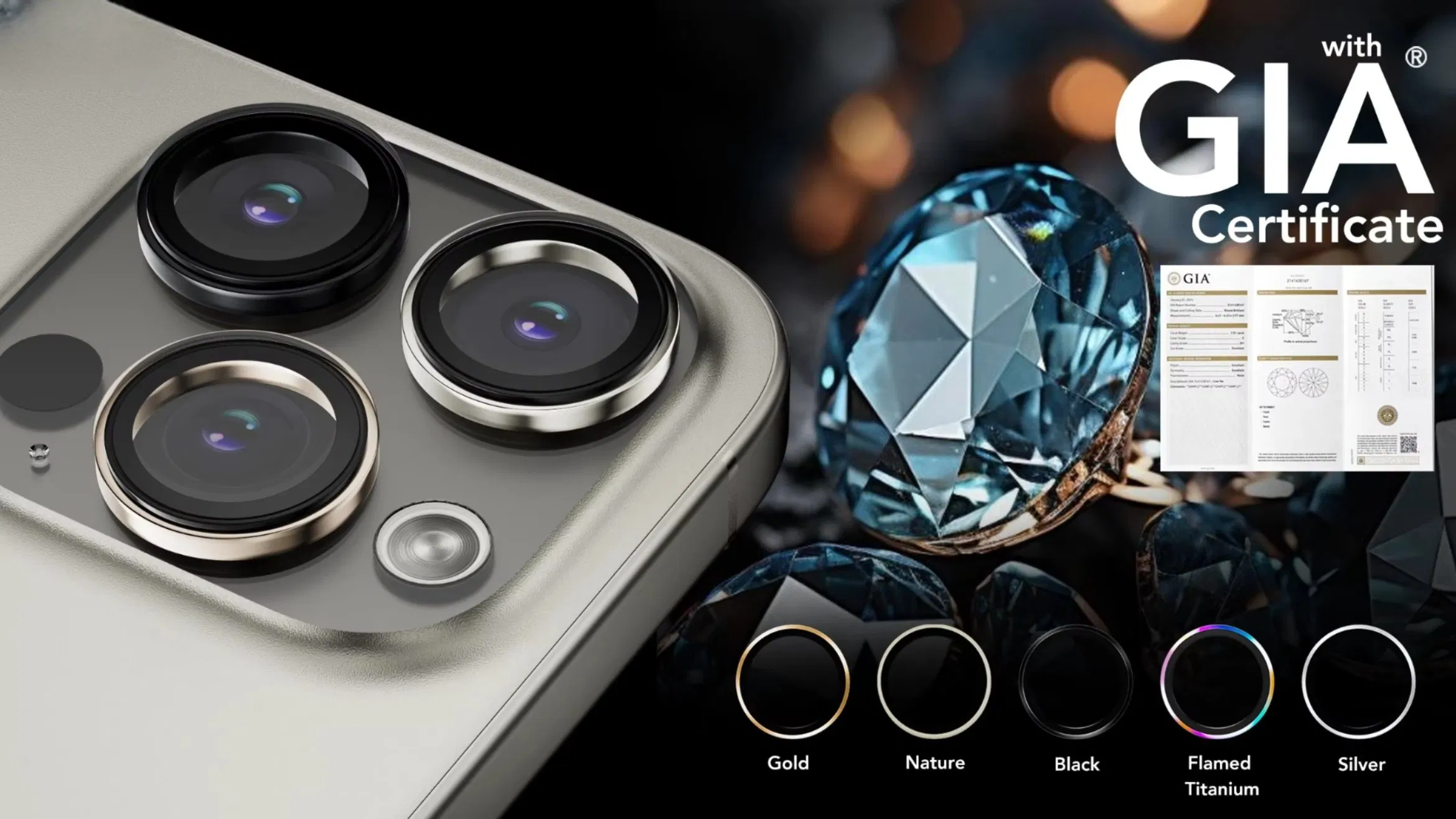 Защитное стекло для камеры iPhone 16 Pro/Pro Max, сапфировое