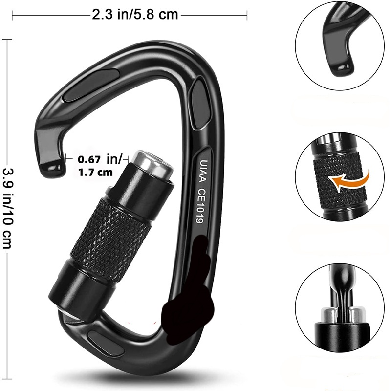 25kN Aviation Aluminum Alloy D-Shaped Mountaineering Carabiner Outdoor Mountaineering Automatic Buckle Rock Climbing Quick Hanging Hand Lock