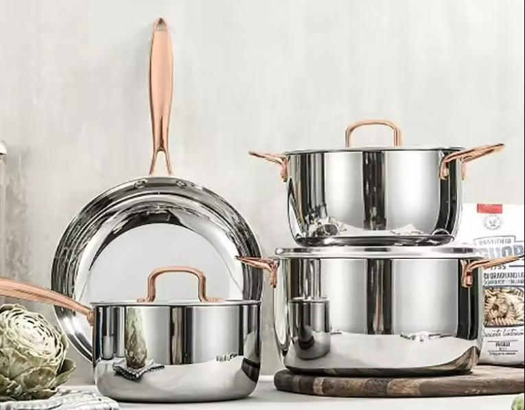 Non-Stick Stainless Steel Cookware Set Includes Cooking Pot and Pans