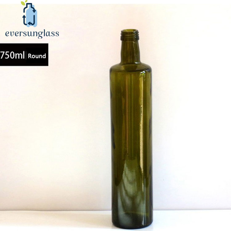 Wholesale Dark Brown Round Glass Olive Oil Bottle 750ml