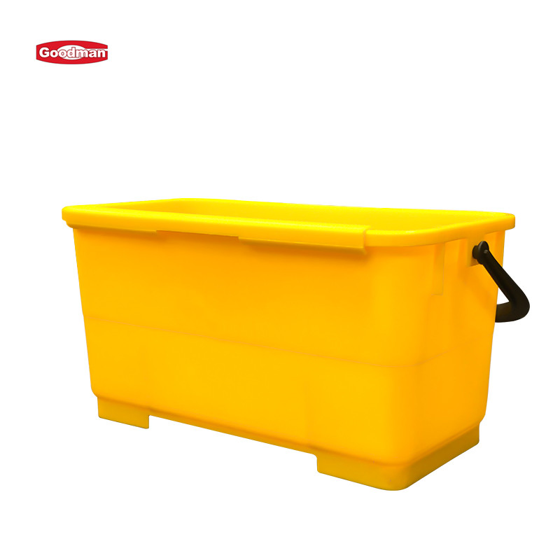 25L New Design Yellow Rectangle Bucket Floor Flat Window Mop Cleaning Bucket with Wheel