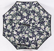 Lily Print Car Reverse Straight Manual Umbrella Windproof Function