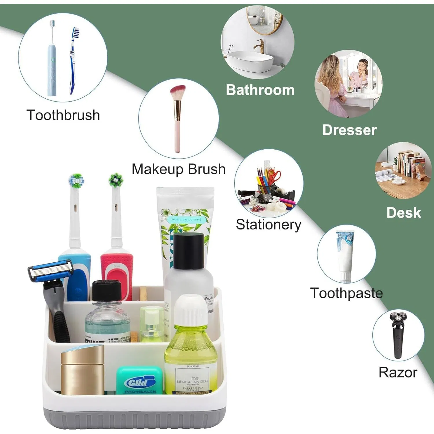 Multifunctional Bathroom Countertop Detachable 6 Slots Bathroom Toothbrush Holder