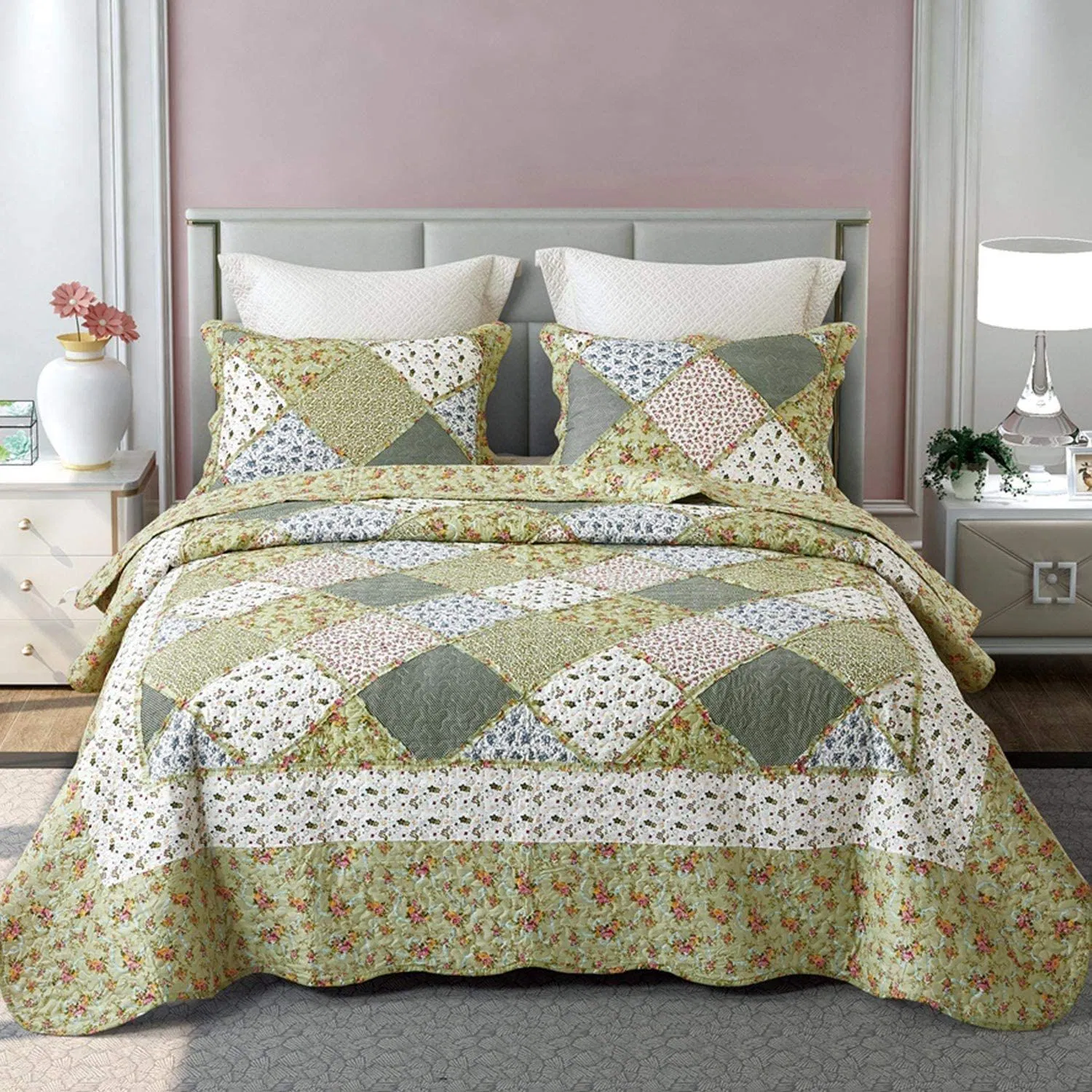 Flower Bed Cover Ordinary Double Bed / Medium Light Plant Flower Quilt Cover Yellow Flower Grey Leaf Printed Quilt Cover Soft Four Seasons Bedspread