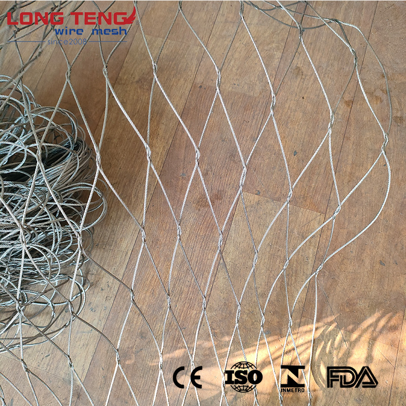 SS304 316 Knotted Metal Wire Rope Mesh for Architecture Design and Safety Nets