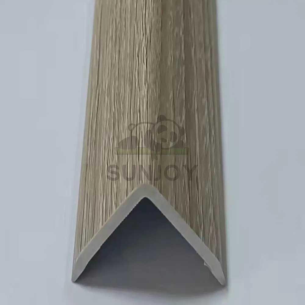 Flooring Wall Decorative Wood Grain Spc PVC WPC Skirting Board Reducer Moulding L Line