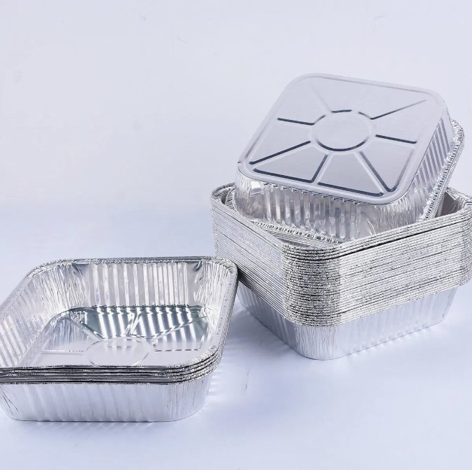 High Quality Disposable Foil Tray Oven Aluminium Containers Wash Free Food Baking Containers