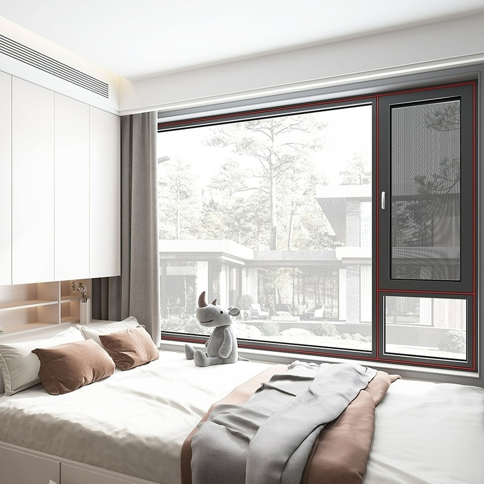 High-Precision Aluminum Material 5mm Tempered Glass Aluminum Double Sided System Window