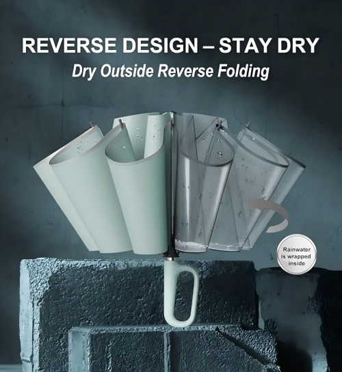 Portable Reverse Folding Umbrella with UV Protection and 10 Ribs Easy Carried