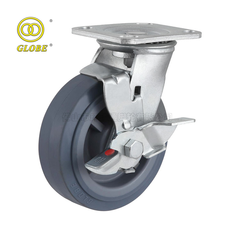 Shock Proof Absorbing Swivel Type Aluminium Core Rubber Caster Spring Loaded Casters