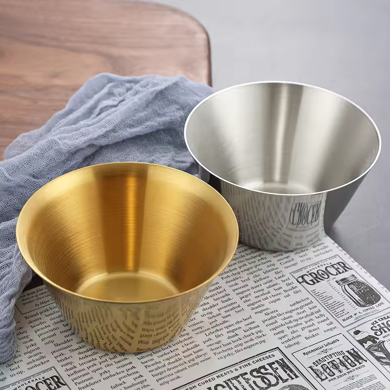 Korean Stainless Steel Salad Dessert Commercial Gold Dinner Bowl Restaurant Side Dish Dressing Sauce Bowl Tableware