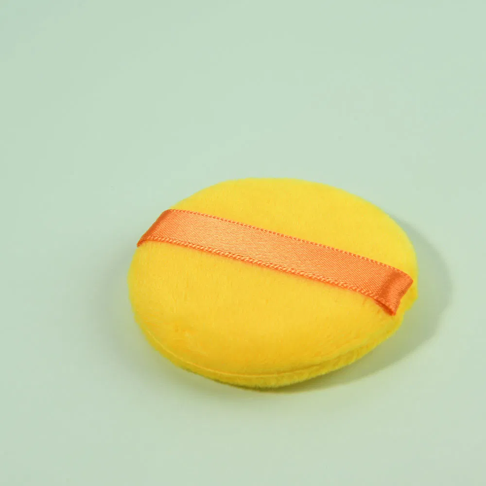 Round Bright Yellow Soft and Furry Washable Powder Puff
