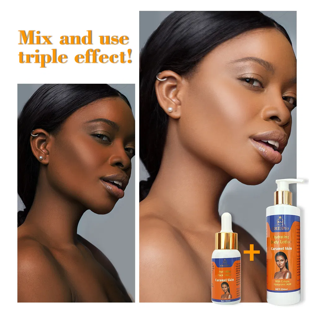 Private Label Cocoa Vegan Exfoliate Caramel Skin Lotion Body Care Skin Glowing Shiny Complexion Caramel Skincare Set