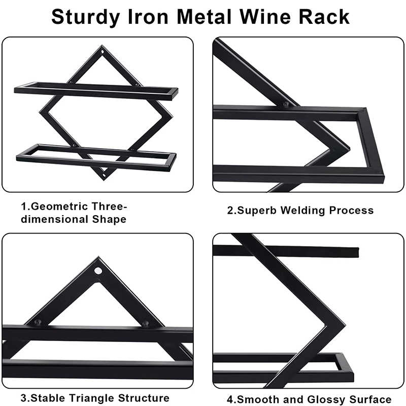 Custom Printed Quality Counter Top Custom Made Wrought Iron Barrel Wholesale Wall Mounted Accessories Cabinet Stainless Steel Wine Rack