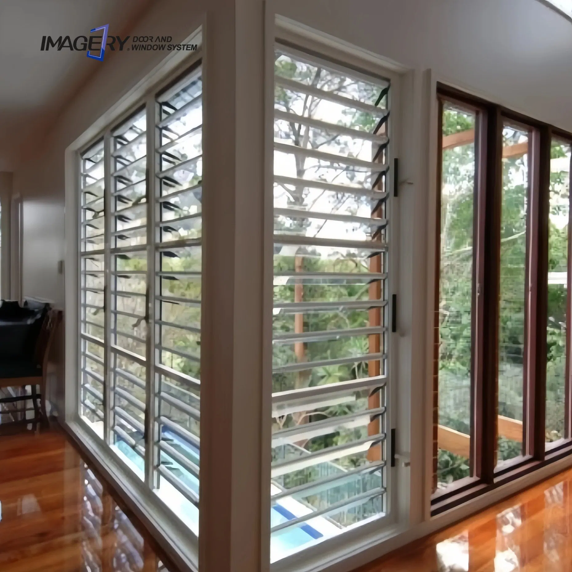 Modern Adjustable Aluminum Window Shutter with Glass Louvers