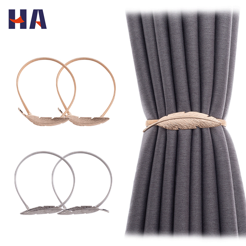 Hot Selling Feather Shape Clip Curtain Hooks Accessories Curtains Holders Tieback Buckle Home Decor Curtain Ties Back Tiebacks