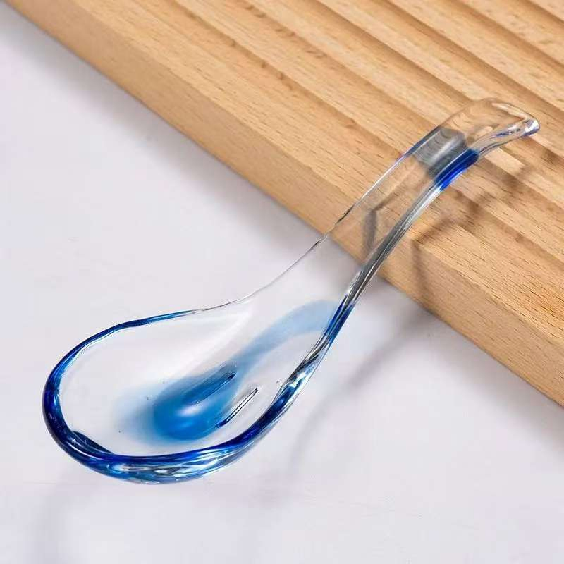 Customized Food Grade Tableware Thickened Glass Dessert Soup Spoon