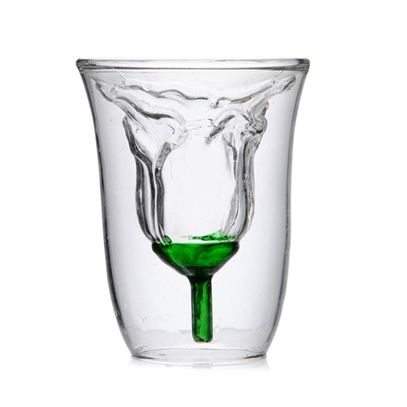Double Layer Glasses Rose Mug Cup