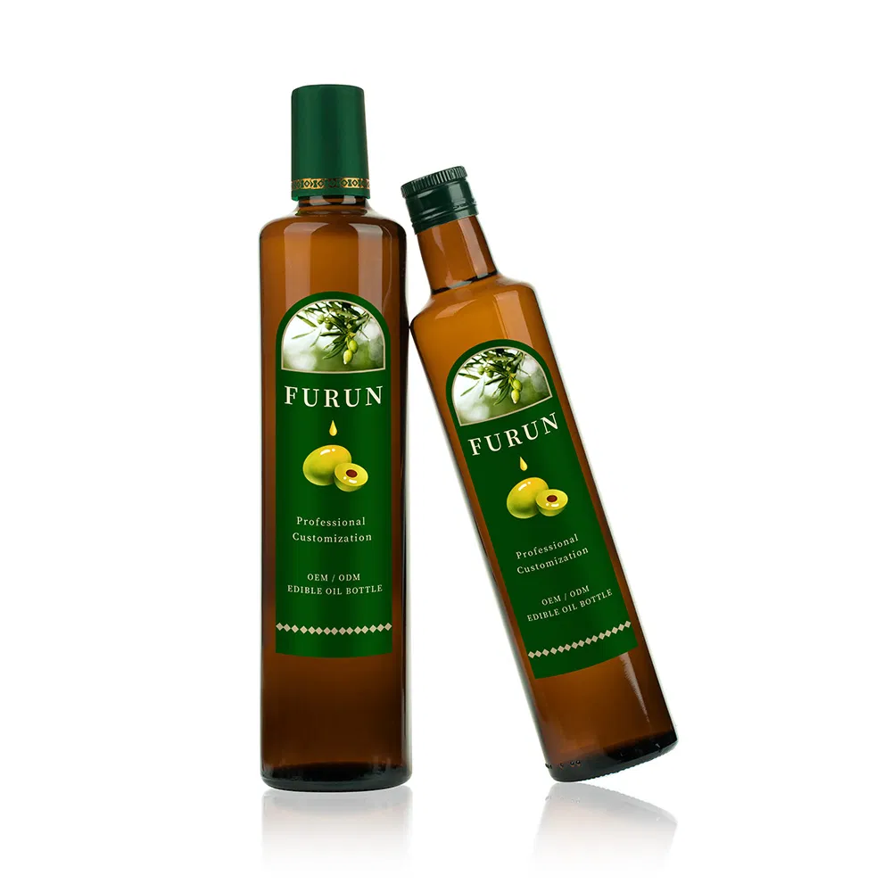 Food Grade Soy Sauce Cooking Oil Bottle Packaging 750ml Empty Amber Round Olive Oil Bottle for Kitchen